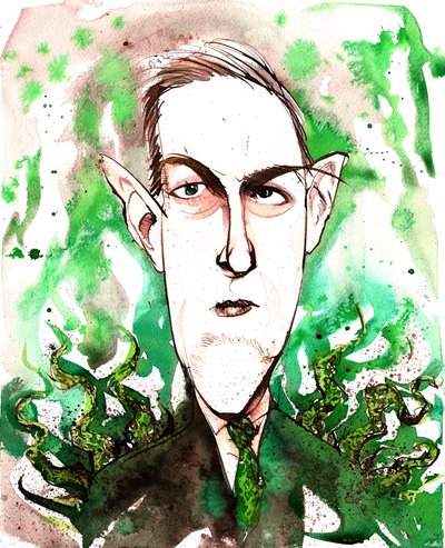 American horror and science fiction writer H.P. Lovecraft; caricature by Neale Osborne